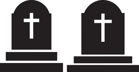 Obraz premium Two gravestones with crosses silhouette