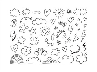 Hand Drawn Doodle Elements Set – Arrows, Stars, Hearts and Icons