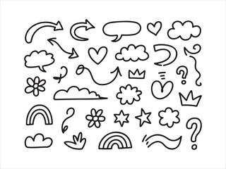 Hand Drawn Doodle Elements Set – Arrows, Stars, Hearts and Icons