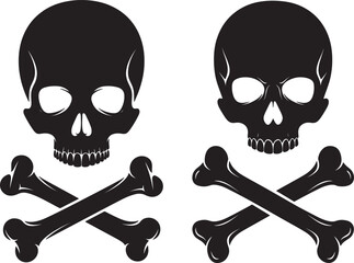Two skulls and crossbones silhouette