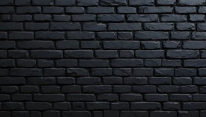 Dark black painted brick wall texture with natural stone masonry panorama background