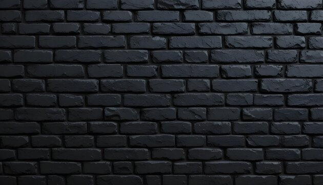 Dark black painted brick wall texture with natural stone masonry panorama background