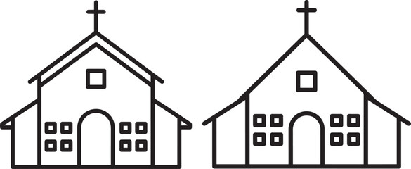 Two simple church silhouettes with crosses