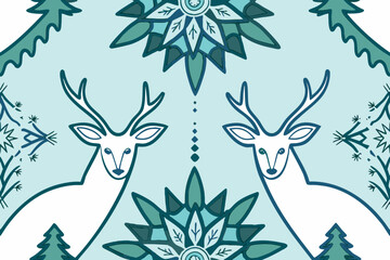 seamless pattern scandinavian christmas folk art