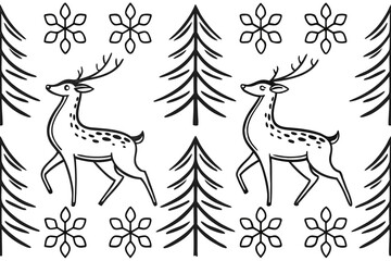 seamless pattern scandinavian christmas folk art