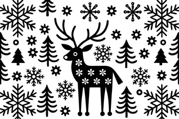 seamless pattern scandinavian christmas folk art