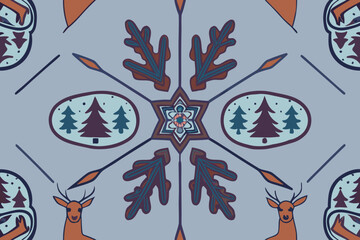 seamless pattern scandinavian christmas folk art