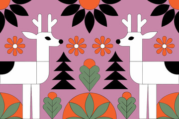 seamless pattern scandinavian christmas folk art
