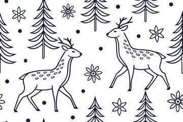 seamless pattern scandinavian christmas folk art