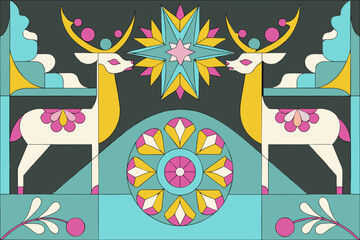 seamless pattern scandinavian christmas folk art