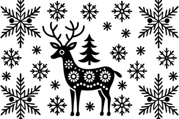 seamless pattern scandinavian christmas folk art