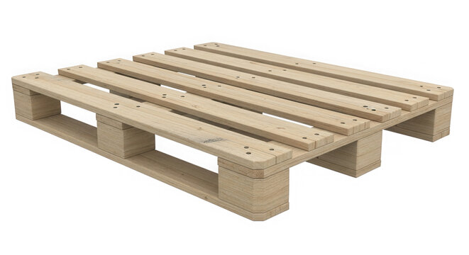 Wooden euro pallet for cargo transportation isolated on transparent background