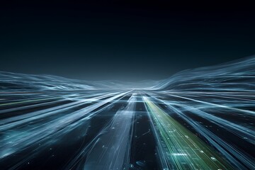 Futuristic Digital Data Stream Abstract Background in Blue and Green Colors