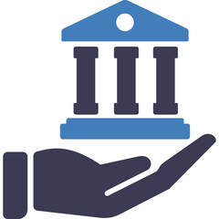 Hand Holding Blue Building Illustration Representing Government Or Finance Support On Transparent Background Art 15-304