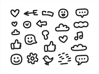 Hand Drawn Emoji and Chat Doodle Icons Set – Cute Sketch Symbols