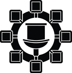 Decentralized network concept with a central bowl and surrounding nodes