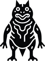 Stylized creature graphic, digital illustration depicting monster silhouette design