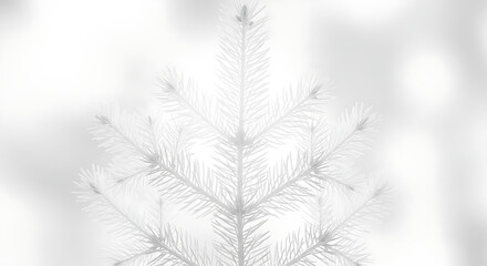 Naklejka premium Minimalist white christmas tree silhouette with soft bokeh background