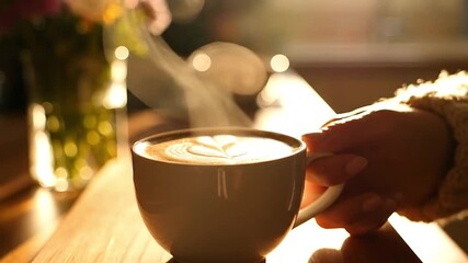 Joyful tone featured in bright morning cinematic shot of coffee