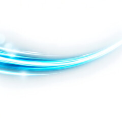 Abstract blue and white swirling light streaks on white background