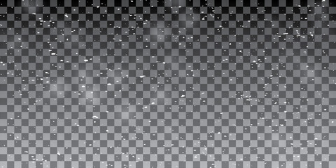 Vector snow on isolated transparent background. Snow png, snowflakes png. Snowfall, blizzard, winter. Snowy