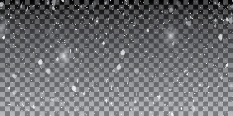Vector snow on isolated transparent background. Snow png, snowflakes png. Snowfall, blizzard, winter. Snowy