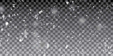 Snow blizzard, vector snow background. Snow png. Snowflakes, snowfall. White snowflakes fly in the air. Snow flakes.