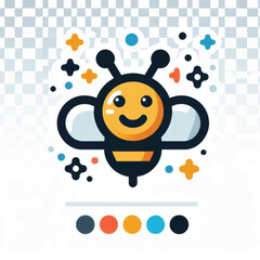 Cute Cartoon Bee Character with Sparkling Accents and Cheerful Expression.