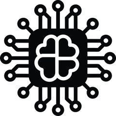 Microchip with clover leaf pattern inside central processing unit icon
