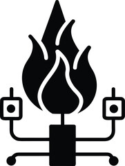 Gas burner flame vector icon flat style illustration, cooking energy symbol