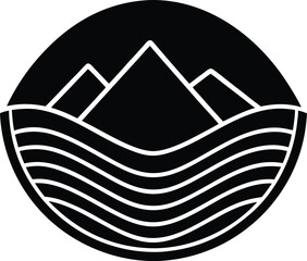 Mountain wave logo vector flat icon illustration, nature environment symbol