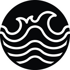 Circular icon with stylized ocean waves water and ripple patterns vector
