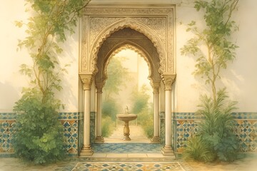 entrance to the mosque in moorish architecture islamic 