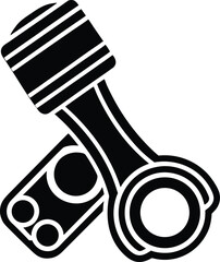 Two engine pistons crossed over on a transparent background industrial graphic