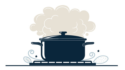 Steaming pot of delicious food, ready for your recipe design or culinary project, evoking comfort, home cooking, and tasty meals in a simple style