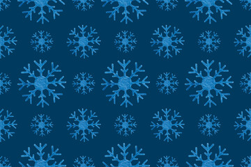Seamless snowflake pattern with watercolor pencil.