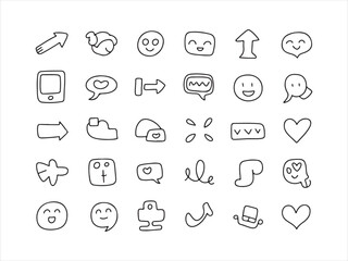 Hand Drawn Doodle Icons Set – Emojis, Arrows and Chat Symbols