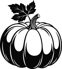 Bold Black and White Pumpkin Illustration – Autumn Harvest Silhouette Design