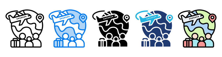 Airplane icon set multiple style collection