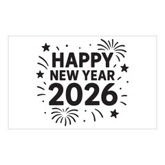Fototapeta premium Happy New Year 2026 Celebration Banner Design Black and White 