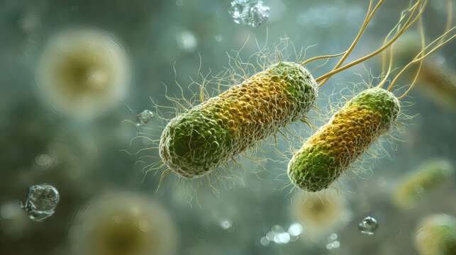 Scientific representation of escherichia coli bacteria or e coli infection concept