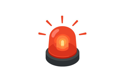 Isometric glowing red emergency warning beacon light symbol