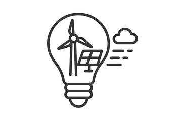 Light bulb icon with renewable energy sources and weather elements