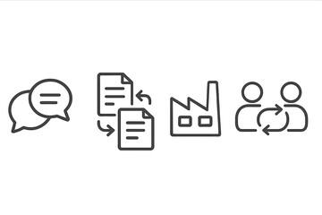 Business communication data exchange industrial production and human collaboration concepts