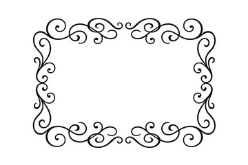 Elegant black swirl decorative rectangular frame border element
