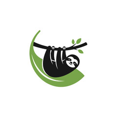 Fototapeta premium Tranquil Sloth Logo Hanging Upside Down: Slow Living & Mindfulness (1)