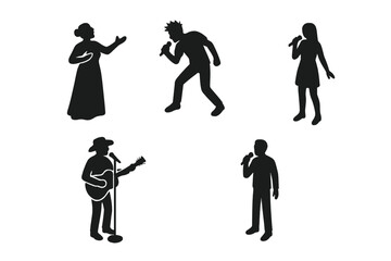 Diverse group of singers and musicians performing on stage with microphones