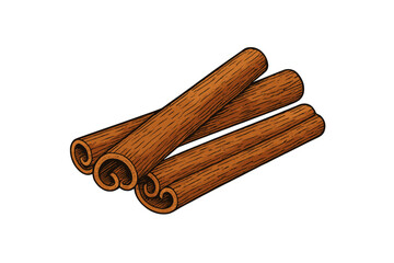 Rolled cinnamon sticks spice ingredient isolated on white background