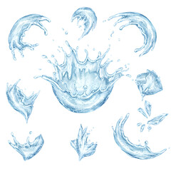 Obraz premium Dynamic Water Splash Elements Illustration