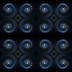 Seamless abstract geometric pattern on dark.